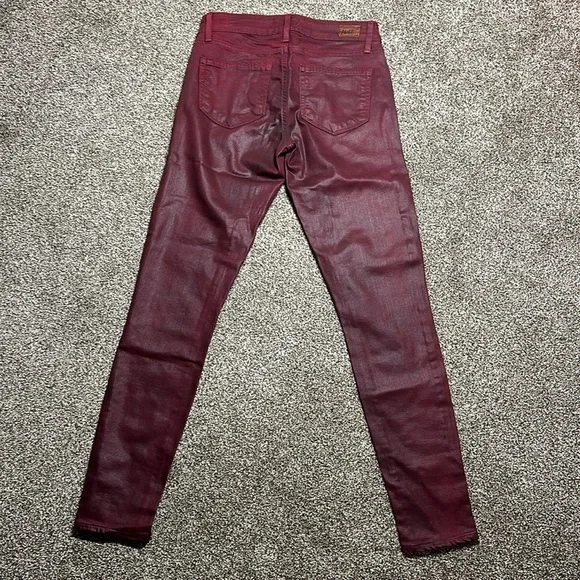 Paige verdugo ankle Shiraz silk coated skinny ankle jeans denim deep red wine - Picture 10 of 15